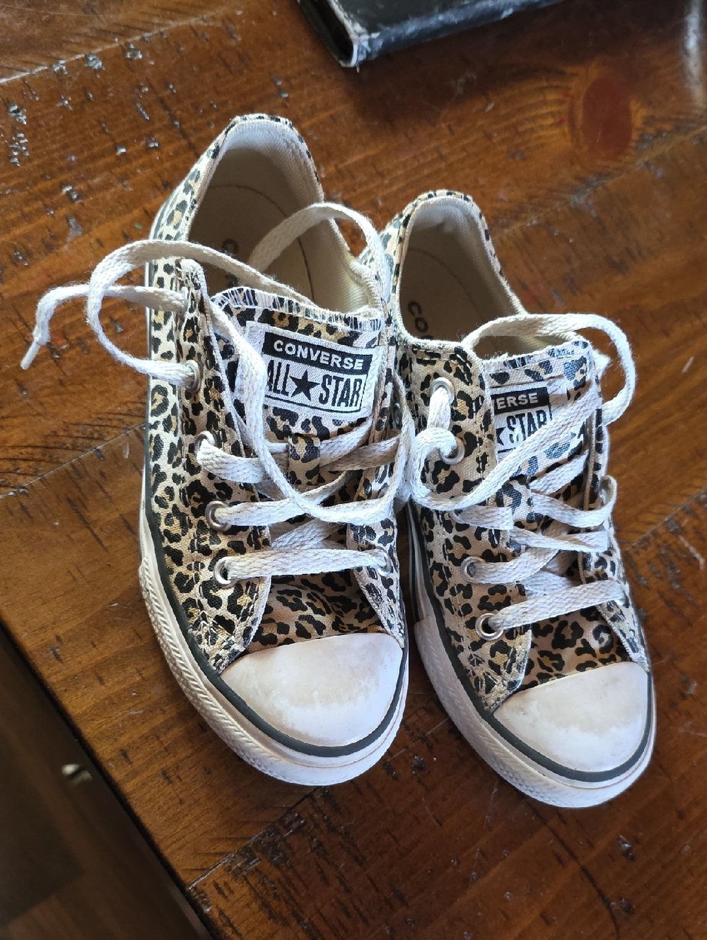 Converse Kids' All Star Leopard Print Low Top Sneakers - Cream/Black
